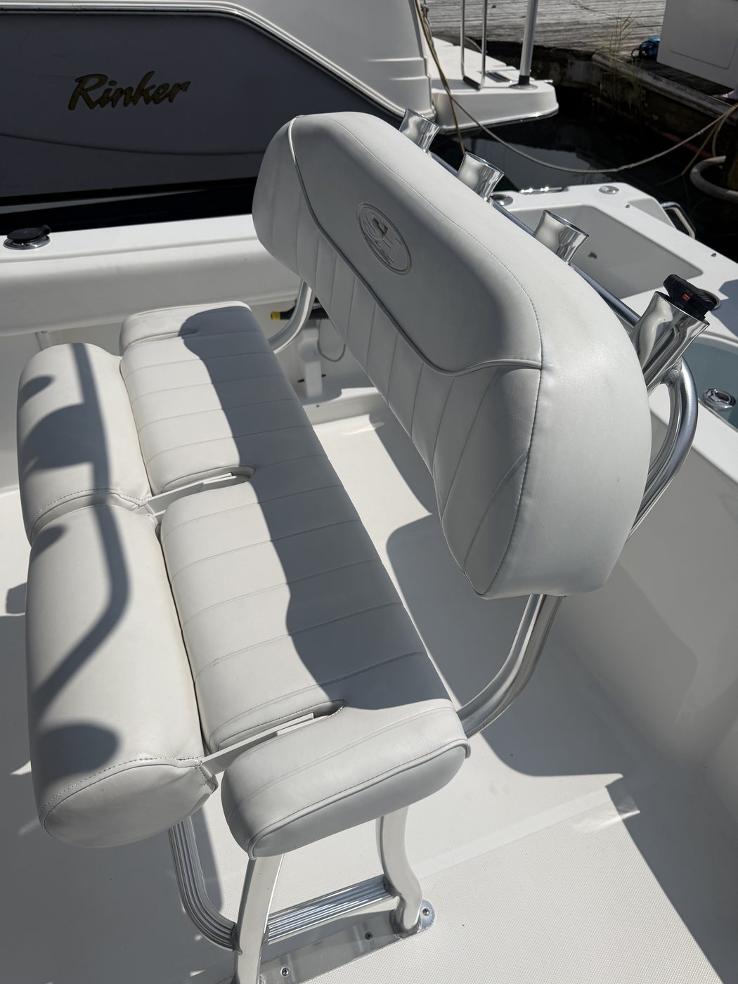 The same boat seating after deep cleaning, conditioning, and UV protection